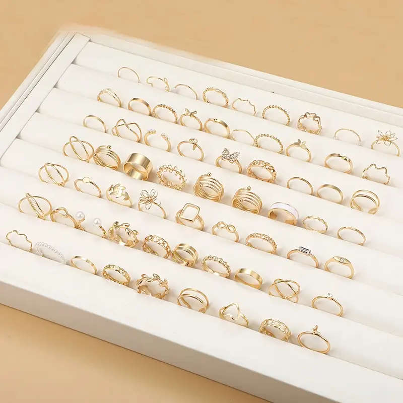 66pcs Ring Set Trendy Designs Mix