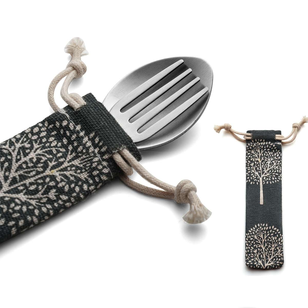 2-in-1 Folding Spork Stainless Steel Spoon Fork for Camping Hiking Backpacking Includes