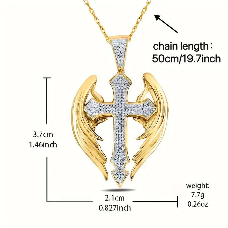 Rhinestone Angel Cross Pendant WITH Necklace