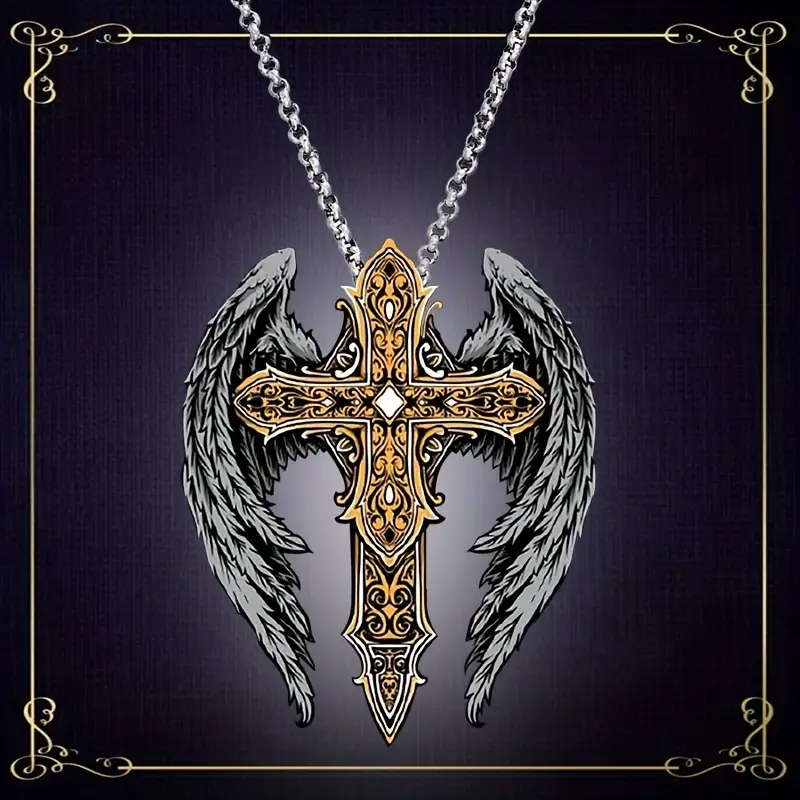 Elegant Cross Wing Pendant with Necklace