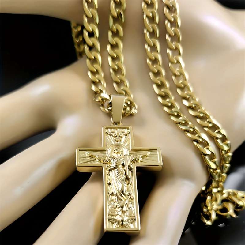 1 Piece Golden Jesus Theme Pendant