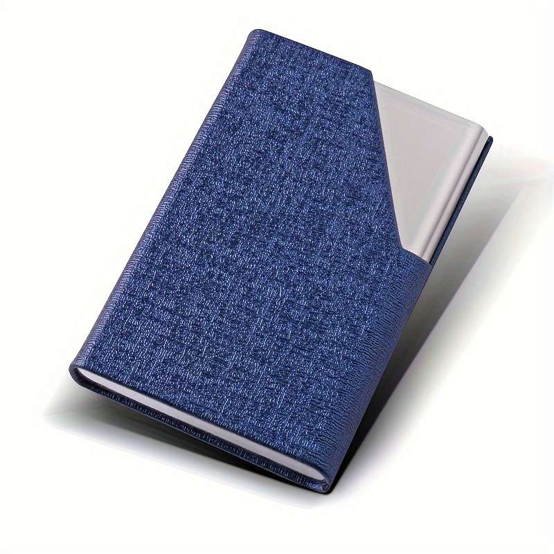 1pc Men's Business Card Holder Stainless Steel PU Leather Card Holder Slim Metal Pocket Card
