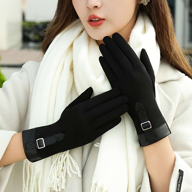 1 Pair Black Warm Gloves