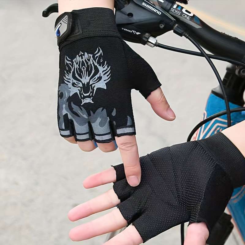 1 Pair Black Leaking Five Fingers Solid Color Outdoor Sports Gloves