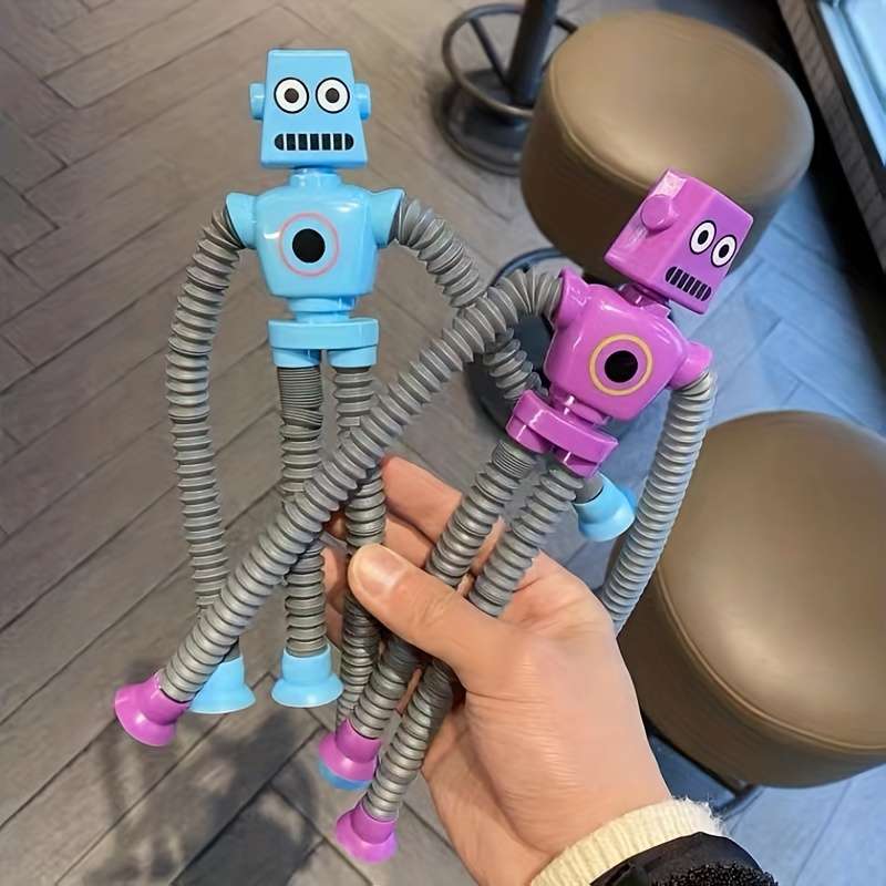 1Pc Yellow Light Up Stretching Robot Puzzle Toy