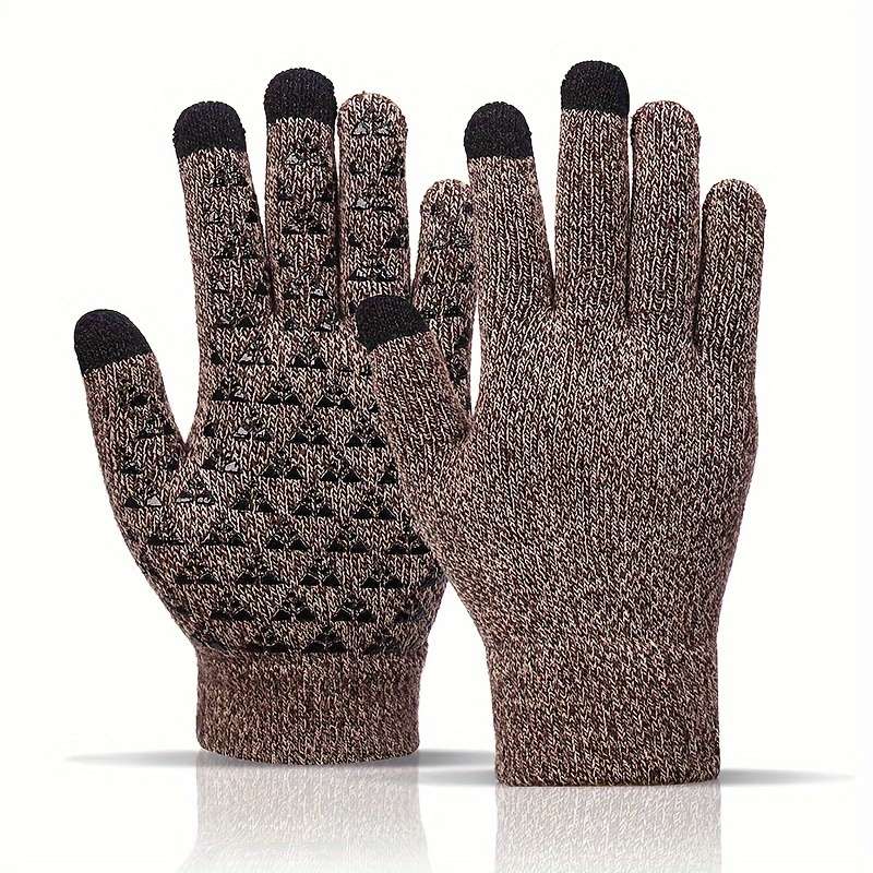 1 Pair Brown Warm Gloves