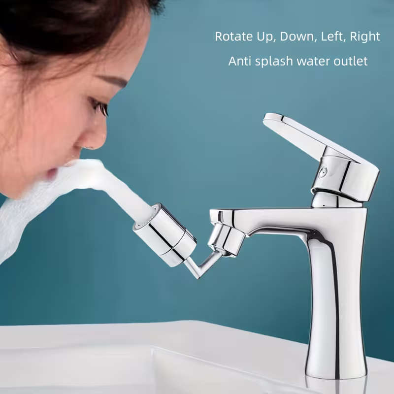 1 Piece Chrome Faucet Sink 720 Degrees Rotatable