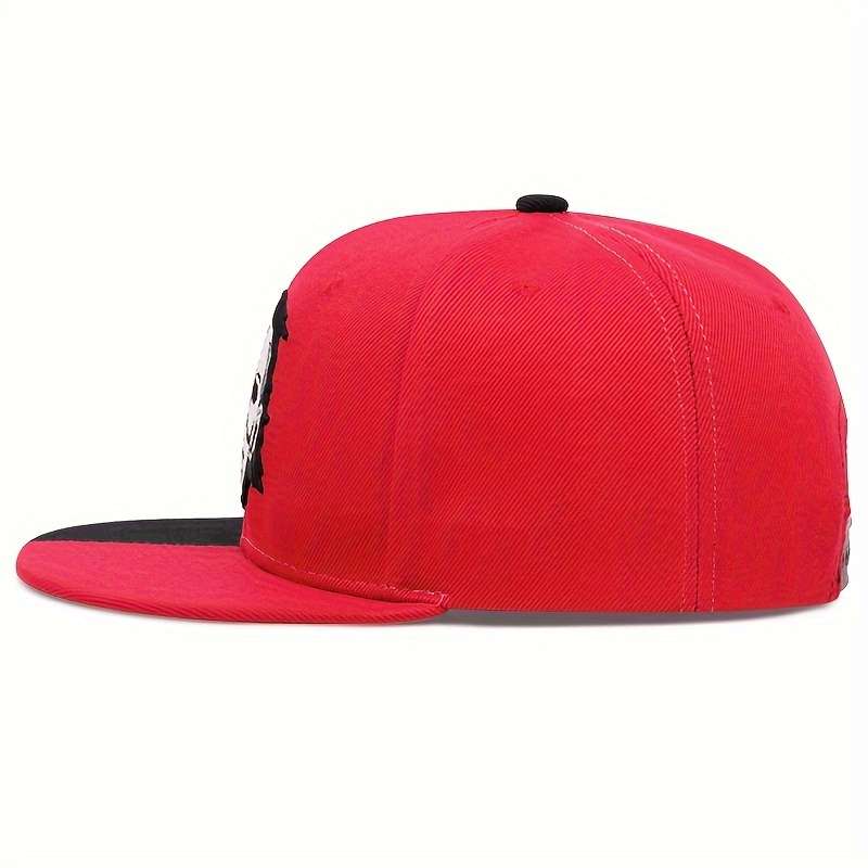 Horror Face Embroidery Baseball Cap Black Red Color Block Hip Hop Snapback Hat Casual Adjusta