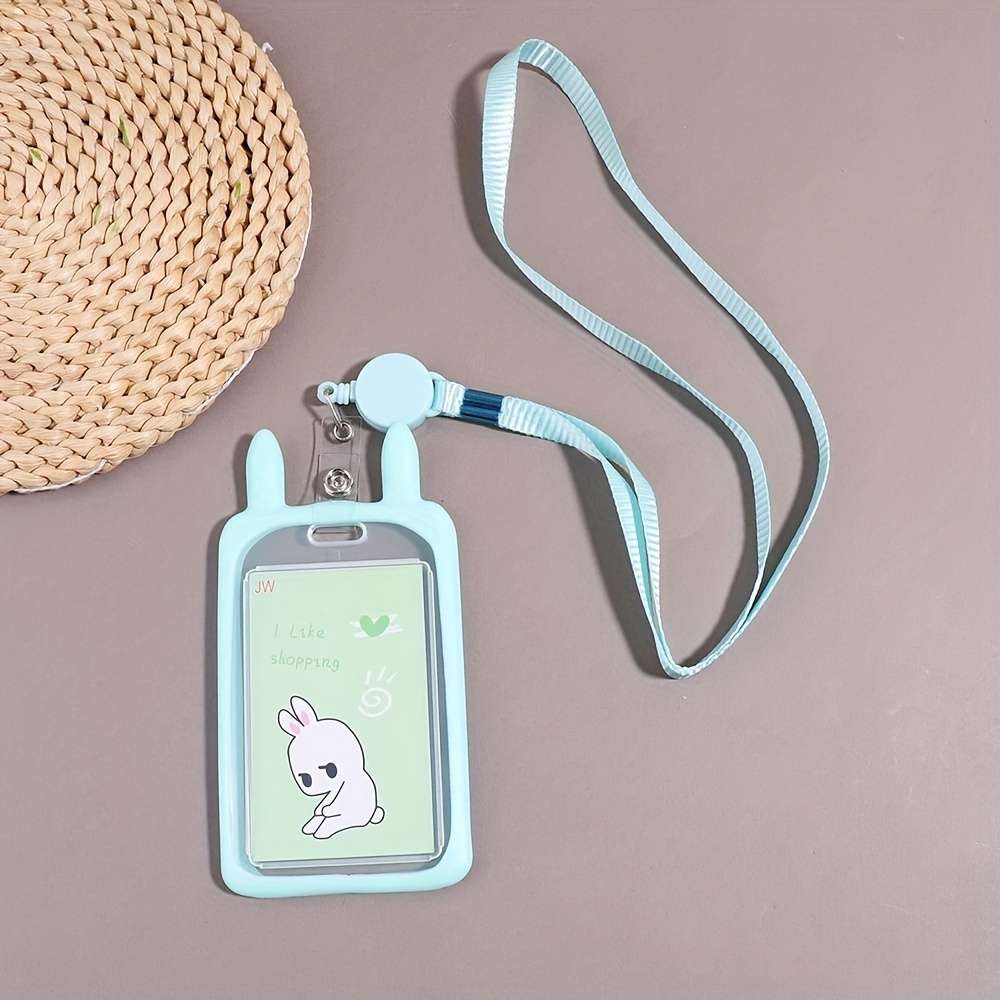 1pc 1pc Rabbit Ear-shaped Card Holder Versatile And Fashionable Can Be Used For Student ID Adul