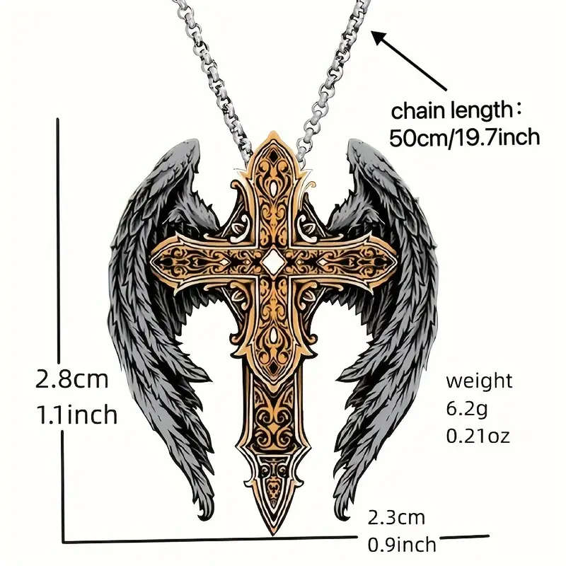 Elegant Cross Wing Pendant with Necklace