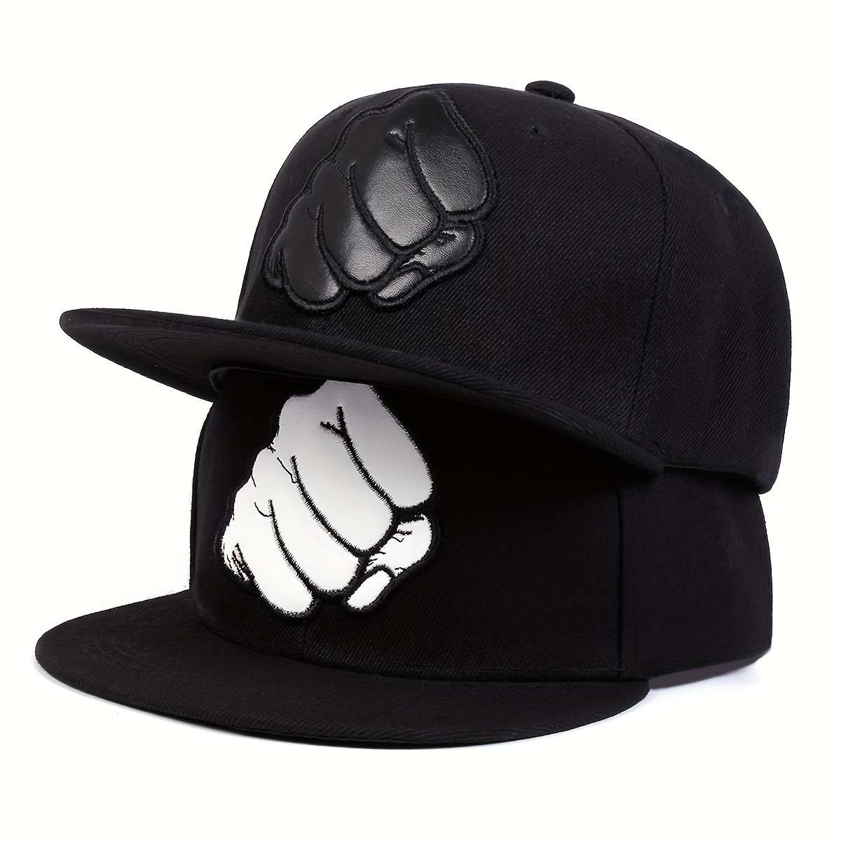 Fist Patched Baseball Cap Outdoor Sun Hat Flat Brim Cap Adjustable Casual Hat