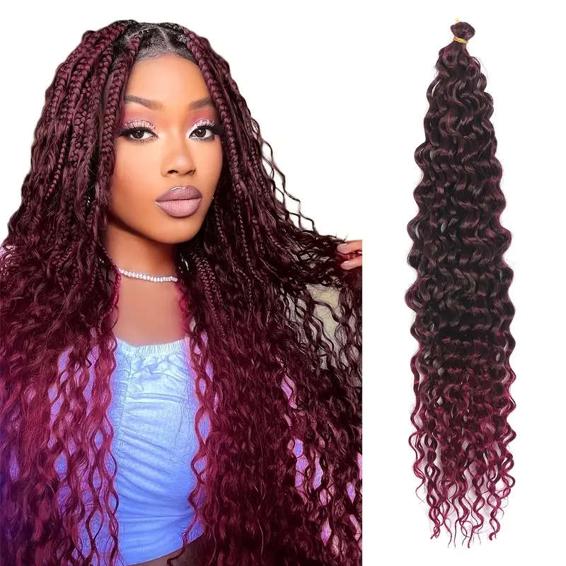Hair Pre Looped 50.8 cm Curly Braiding Hair Extensions