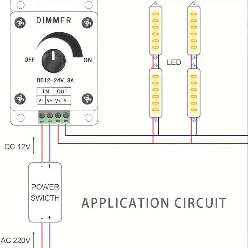High-Quality Led Strip Light Dimmer Stepless Brightness Control Dc12-24V 8A Easy Install