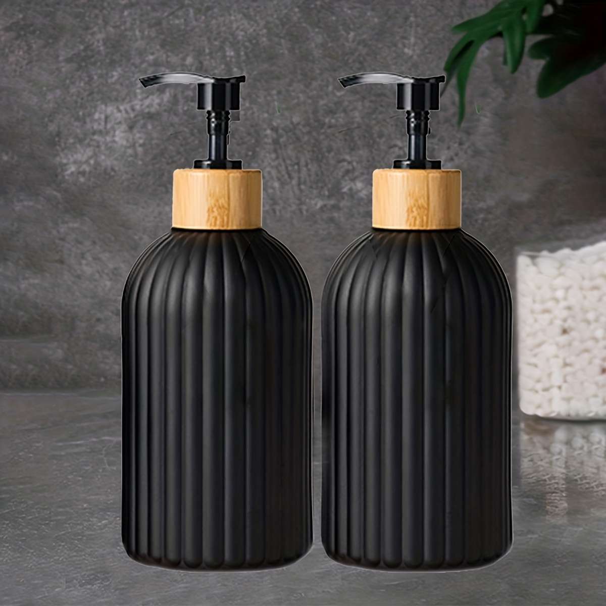 2pcs Plastic Soap Dispenser For Bathroom Bamboo Pump   17oz2 Kitchen Soap Dispenser Set Dis