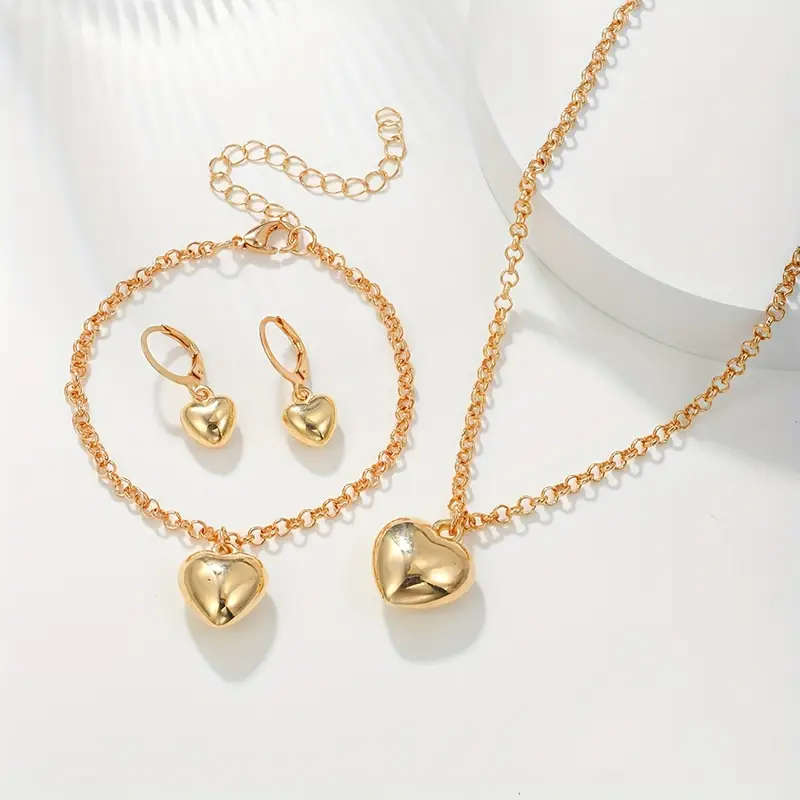 1 Pair Earrings + 1 Bracelet + 1 Necklace Jewelry Set
