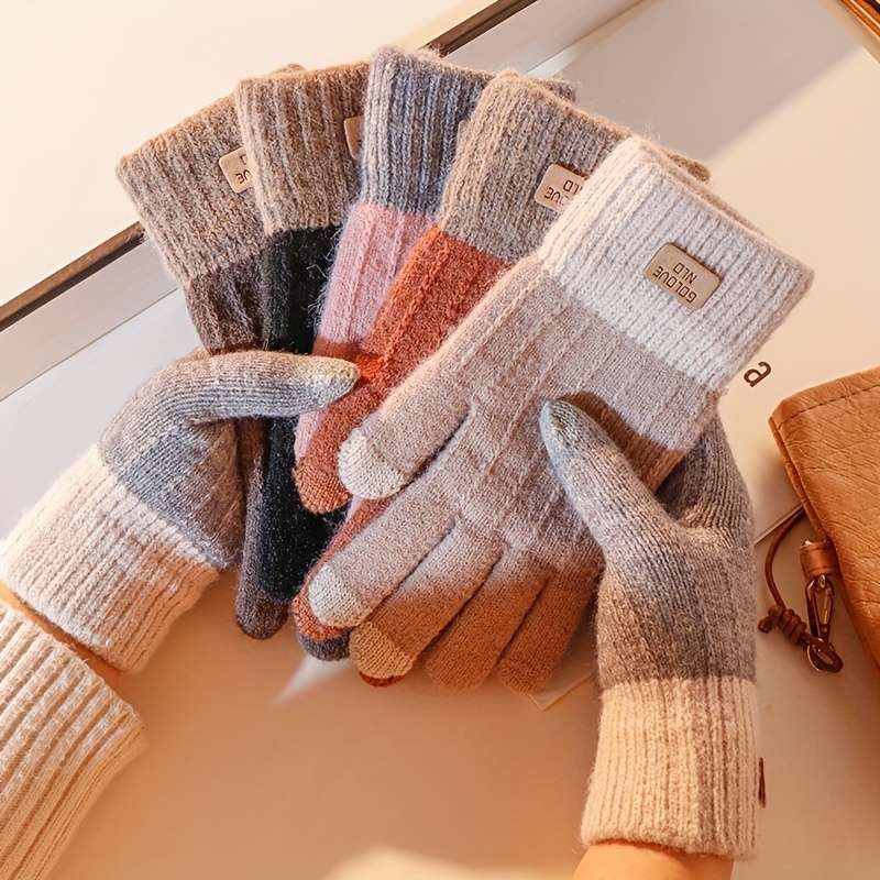1 Pair Brown Warm Gloves