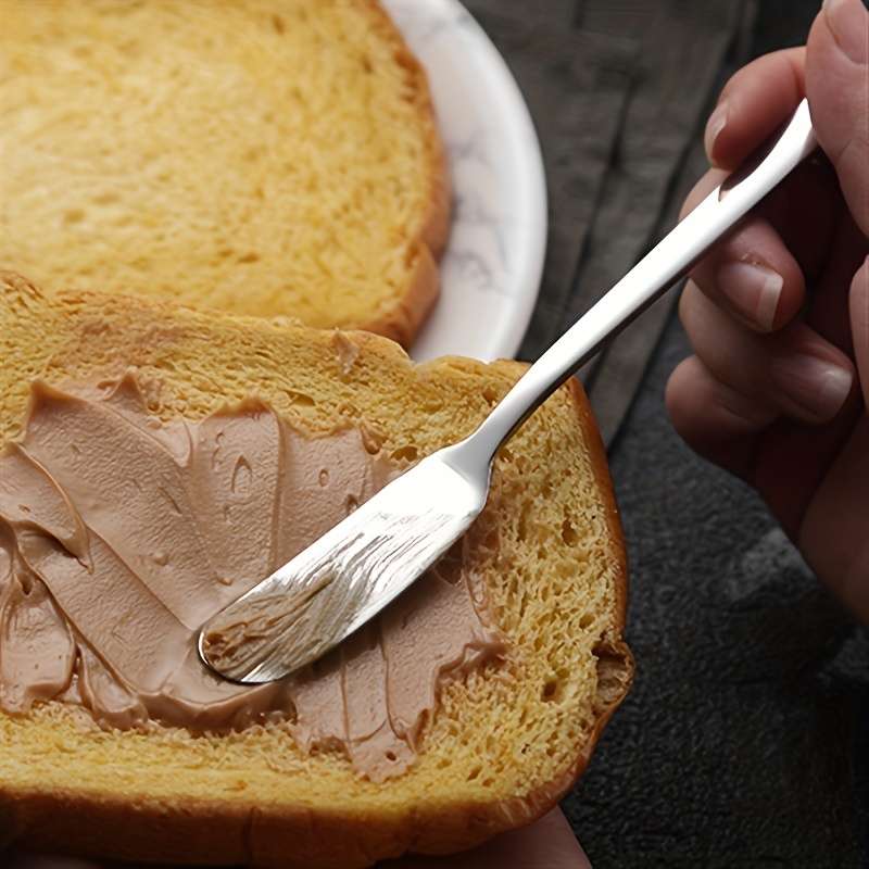 2pcs SHAON Stainless Steel Round-Head Butter Knives Rounded Edge Design for Safe Spreading J