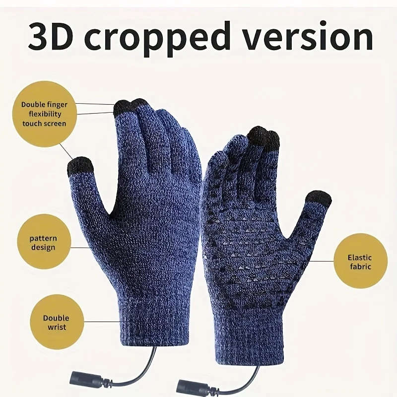 1Pair Of Usb Electric Heating Warm Gloves Heated Gloves With 3D Material For Anti Wear And Wear Resi
