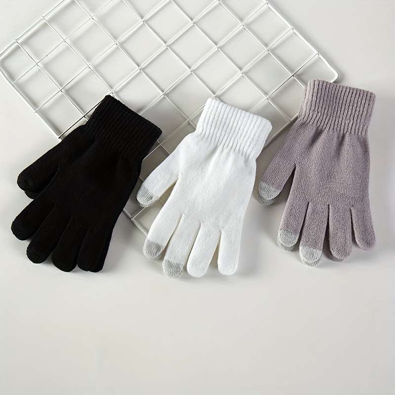1 Pair Beige Yellow Warm Gloves
