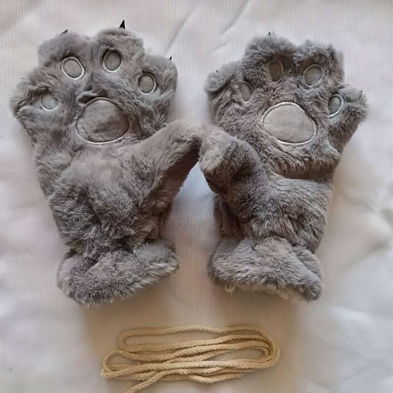 1 Pair Khaki Warm Gloves