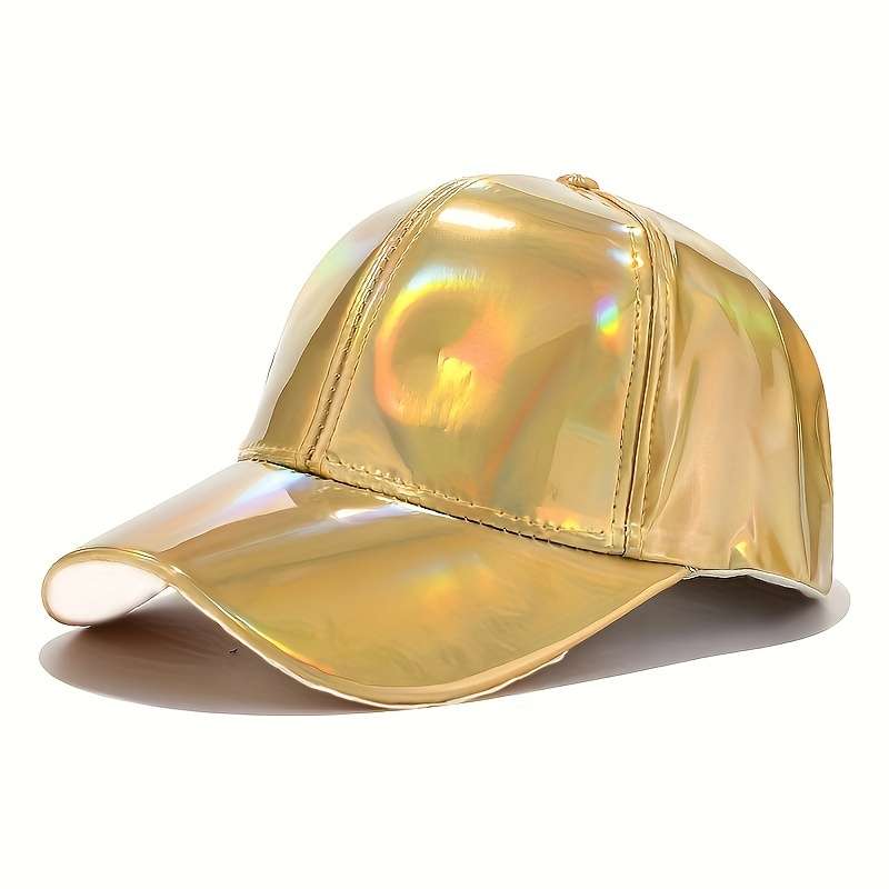 Vibrant Faux Leather Baseball Cap Lightweight Adjustable Hand Washable Colorful Gradient D