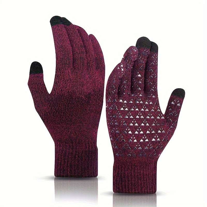 1 Pair Brown Warm Gloves