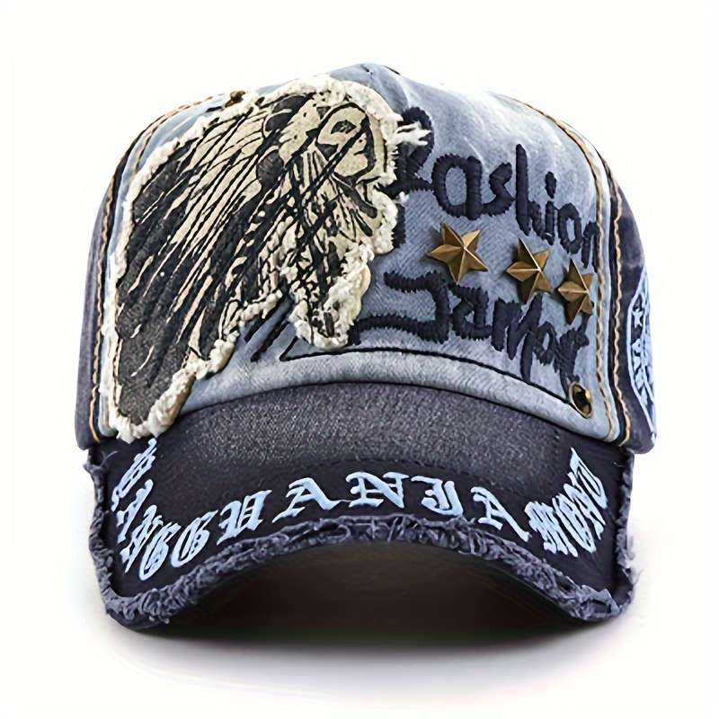Xpeople Vintage Washed Denim Baseball Cap Adjustable Breathable Trucker Hat With Sun Protect