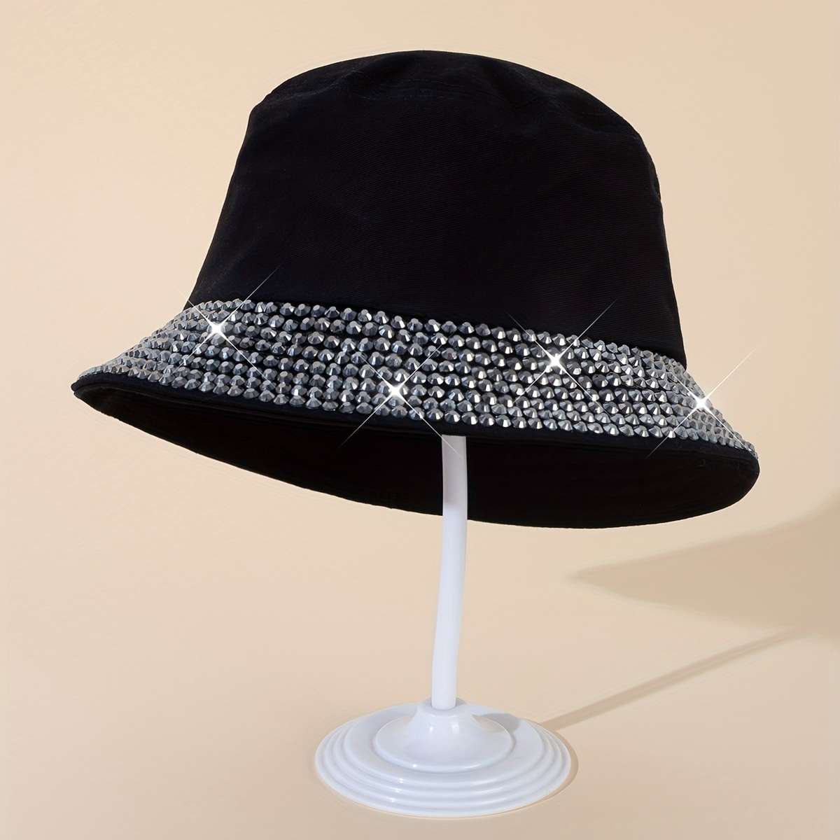 of a New Women'S Leopard Print Stylish Sun Hat Adorned with Crystals a Versatile Brimless