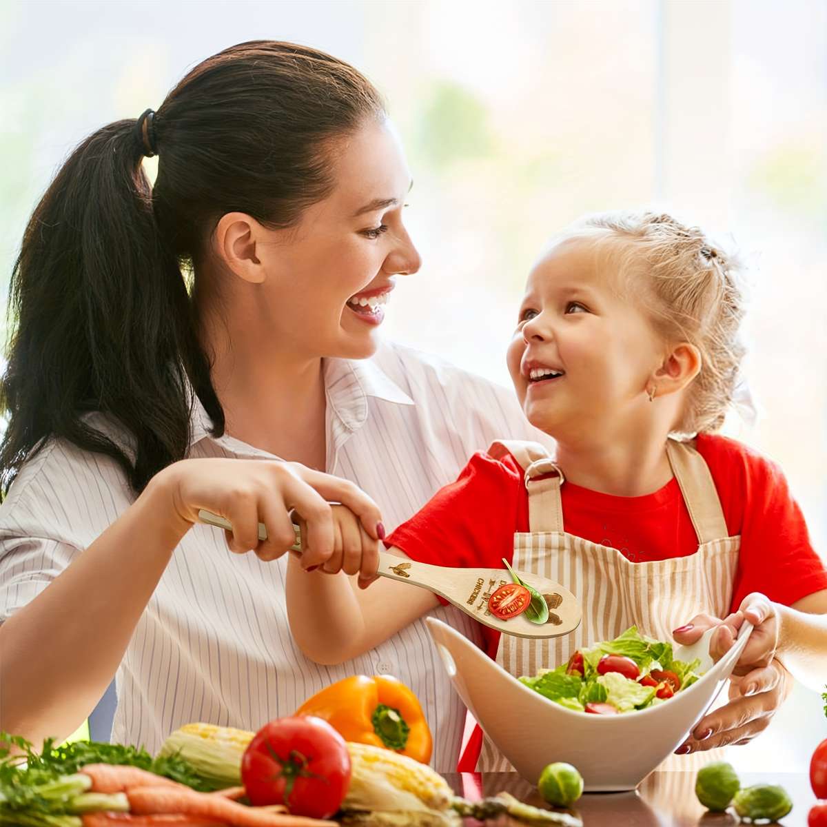 5pcs set Rooster Chicken Bamboo Kitchen Utensils Set Kitchen Burned Decorative Wooden Cooking