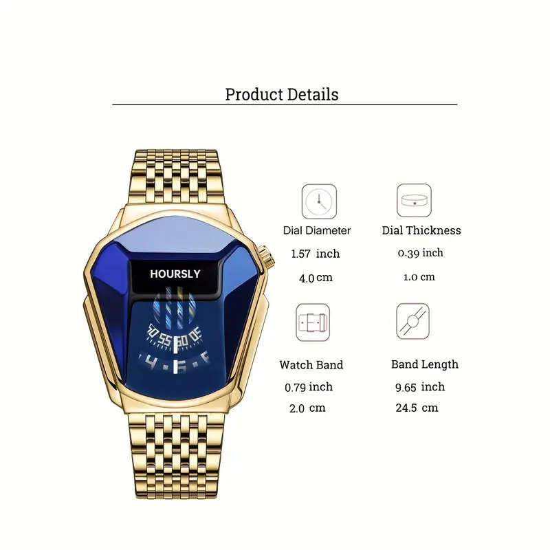 Simple Gold Snake Head Quartz Watch Gold Blue