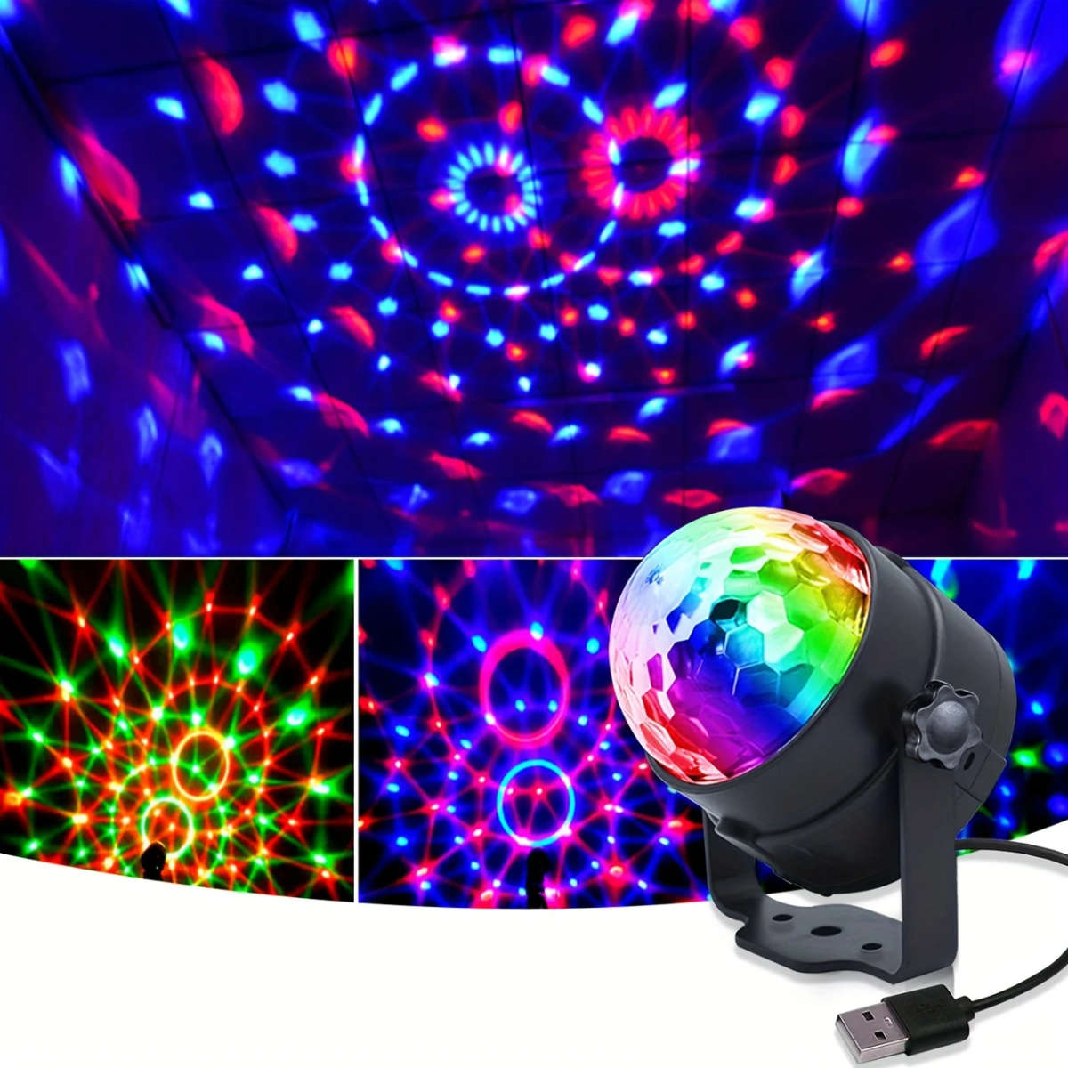 Voice-Controlled Rgb Disco Ball Light With Remote 7 Modes Usb Powered Color-Changing Led