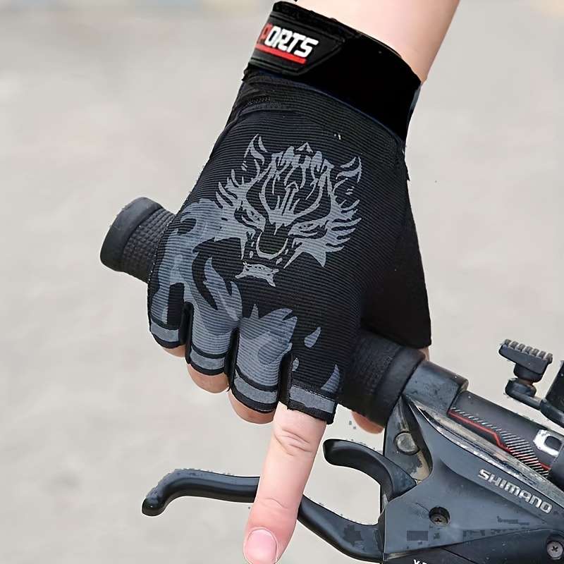 1 Pair Black Leaking Five Fingers Solid Color Outdoor Sports Gloves