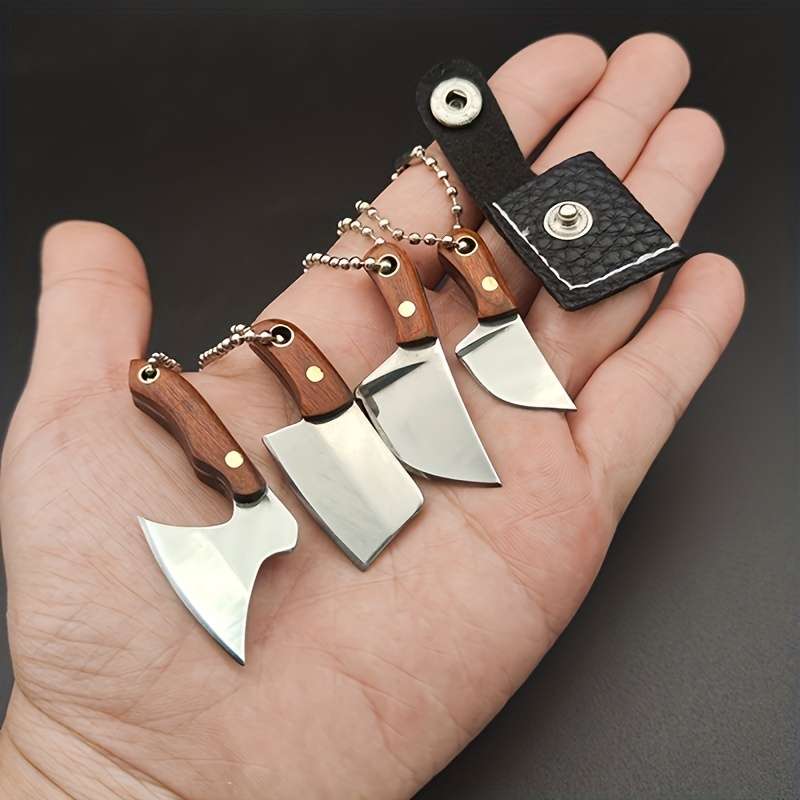 4pcs Set Mini Axe-Shaped Knives with Covers Stainless Steel Portable EDC Utility Kni
