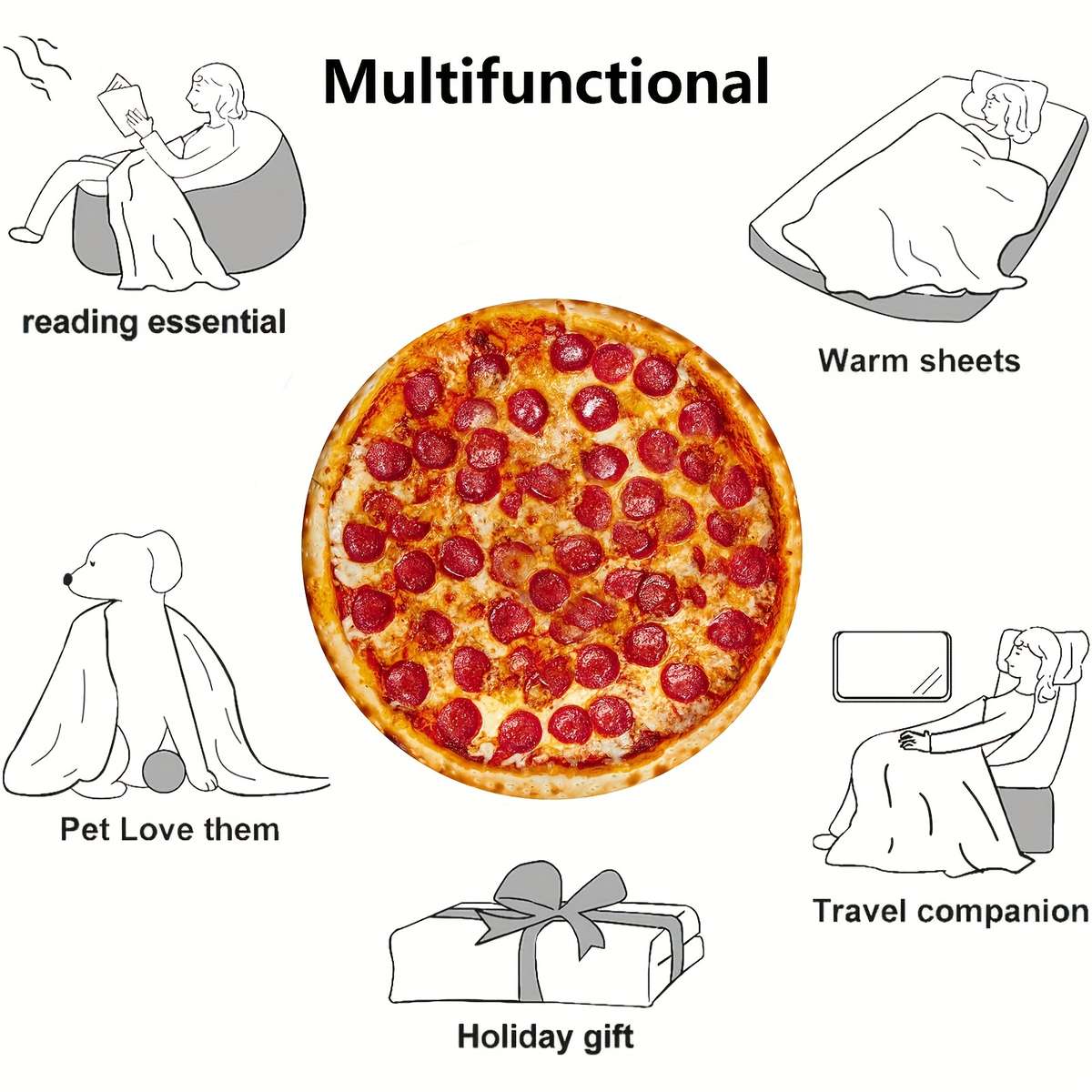 1ps Blanket Size 149.86Cm  1.5M  Style Meat Pizza