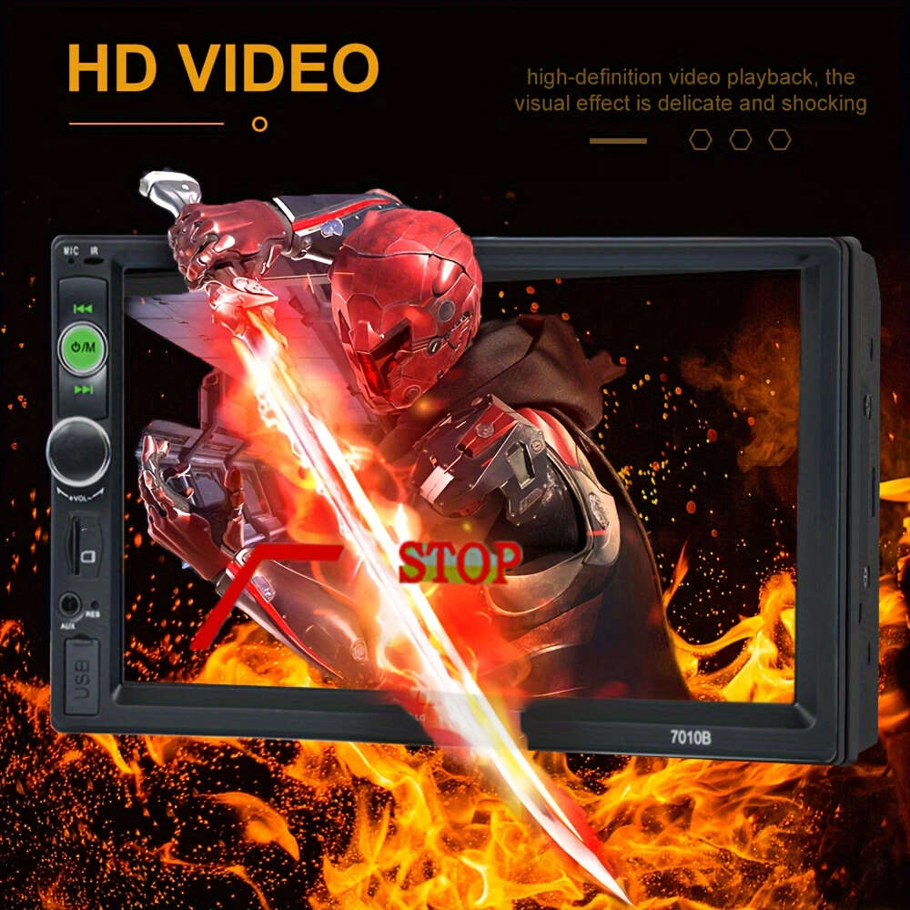 1pc 17.78 Cm HD Double Din Car Stereo Radio MP5 Player With Steering Wheel Remote Support Mirror