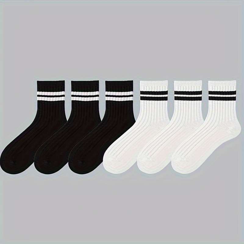 6 Pairs Black One Size High Elastic Socks