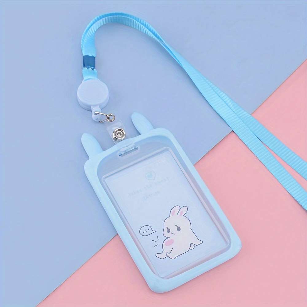 1pc 1pc Rabbit Ear-shaped Card Holder Versatile And Fashionable Can Be Used For Student ID Adul