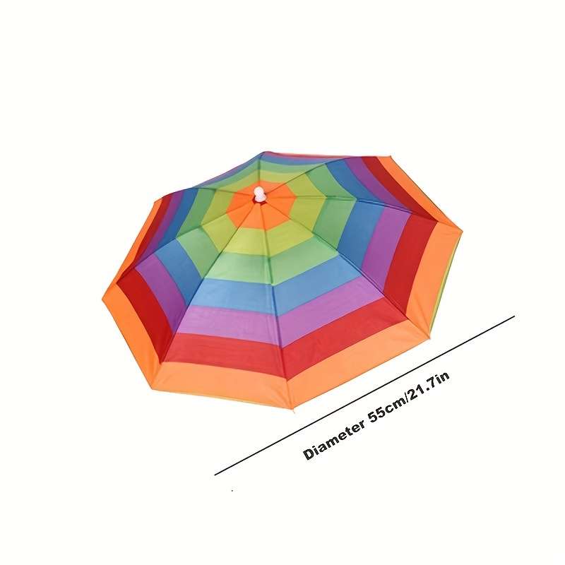 Multicolored Umbrella Hat With Hands-Free Design High Quality Sun Rain Protection