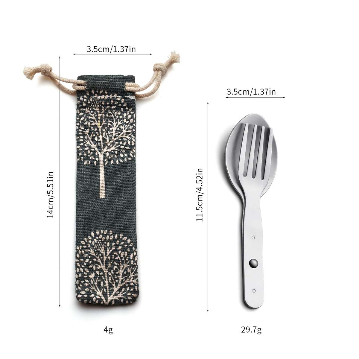 2-in-1 Folding Spork Stainless Steel Spoon Fork for Camping Hiking Backpacking Includes