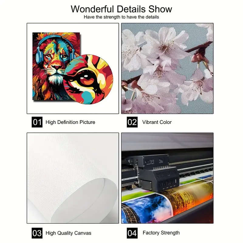 3 Piece Canvas Poster, Modern Art, Earphone Animal Tiger Wolf Chimpanzees Gaming Funky Painting