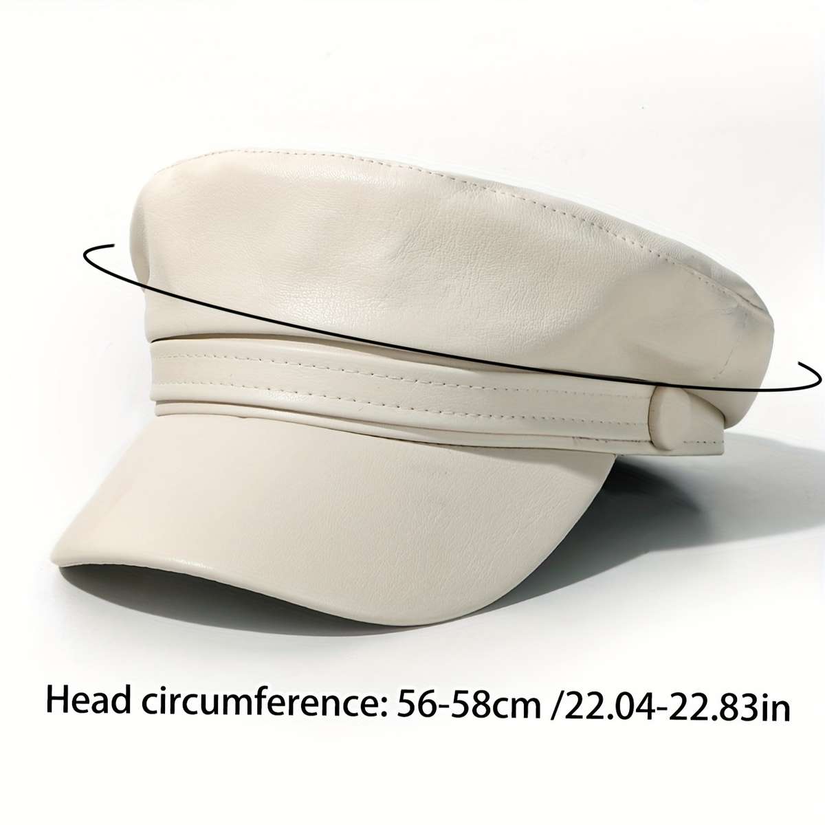 PU Leather Flat Top Beret Hat Adjustable Military Navy Hat British Style Elegant Painter Hat