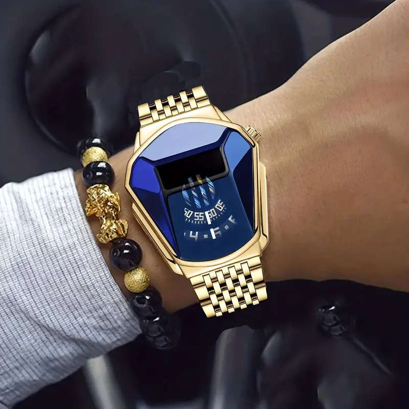 Simple Gold Snake Head Quartz Watch Gold Blue