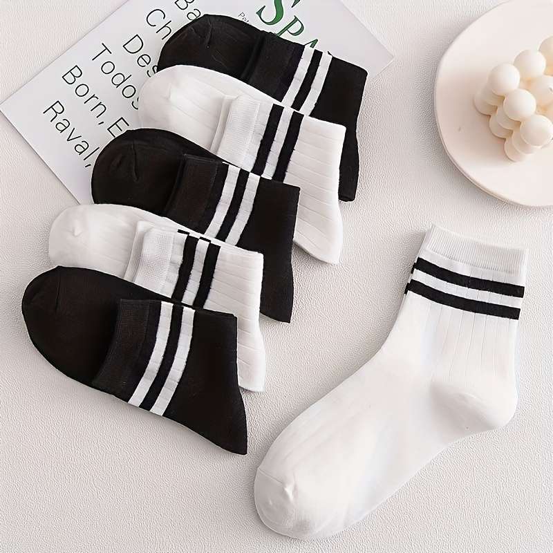 6 Pairs Black One Size High Elastic Socks
