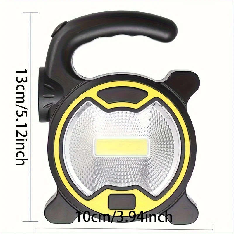 1pc Ultra-Bright LED COB Camping Lantern Portable AA Battery Powered Floodlight with Side Torch Matt