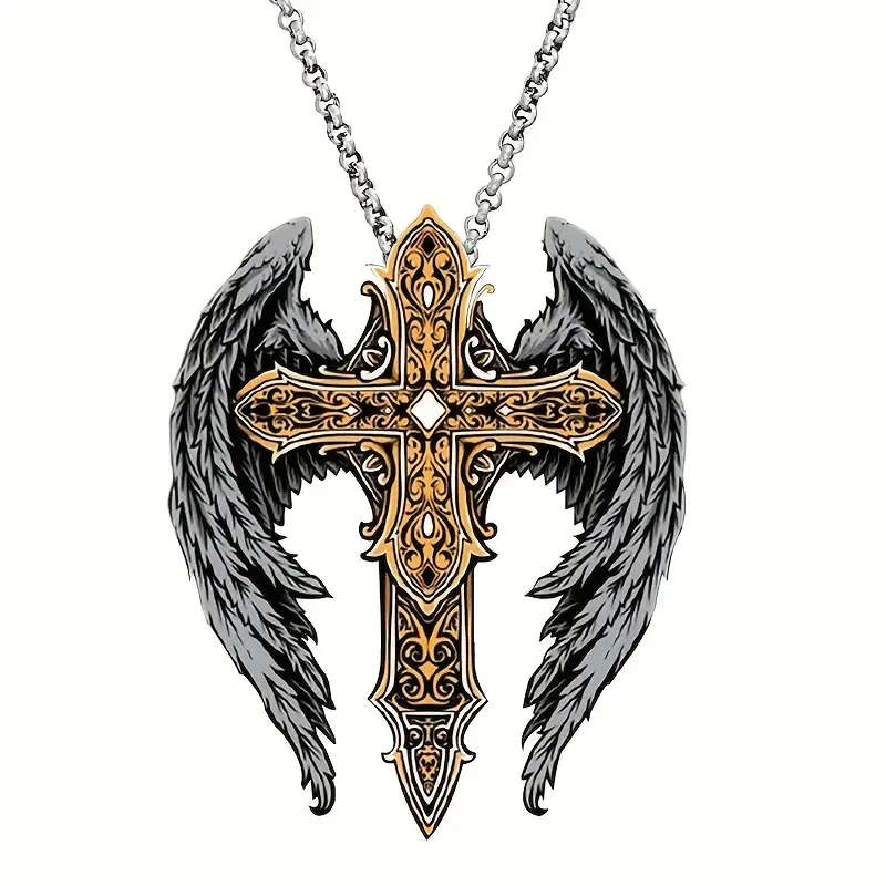 Elegant Cross Wing Pendant with Necklace