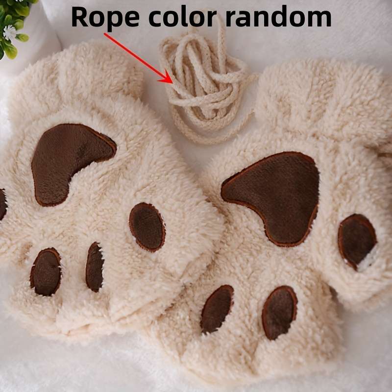 1 Pair Coffee Color Warm Gloves