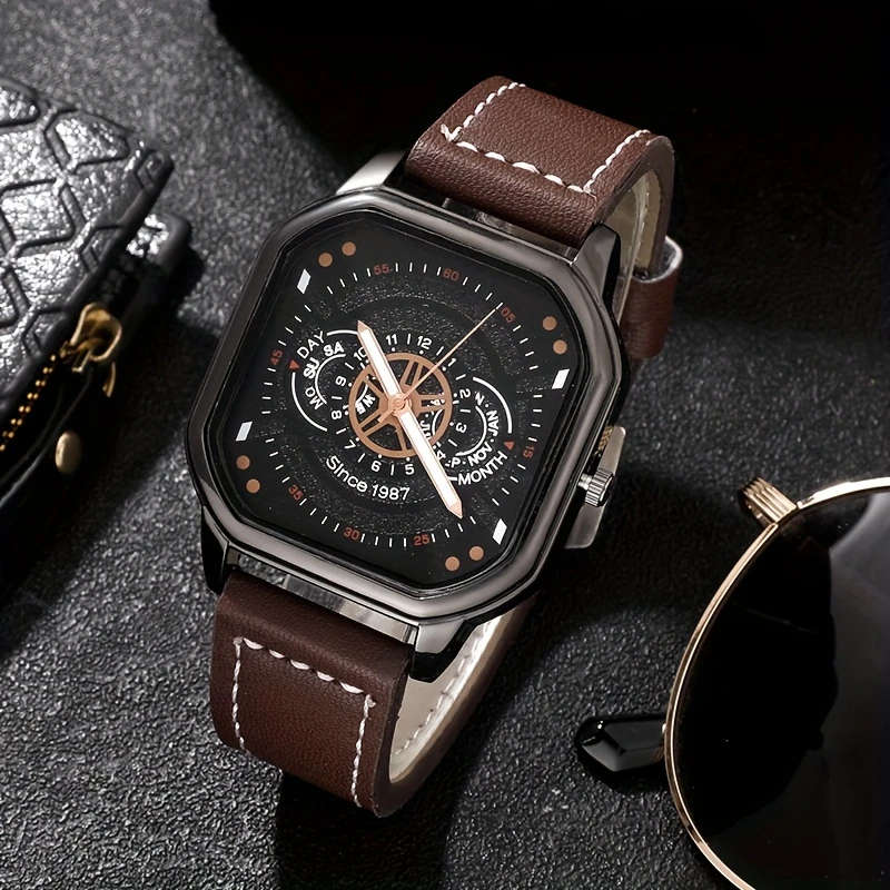 5pcs set Mens Fashion Business Watches Bracelet Set Color sent randomly