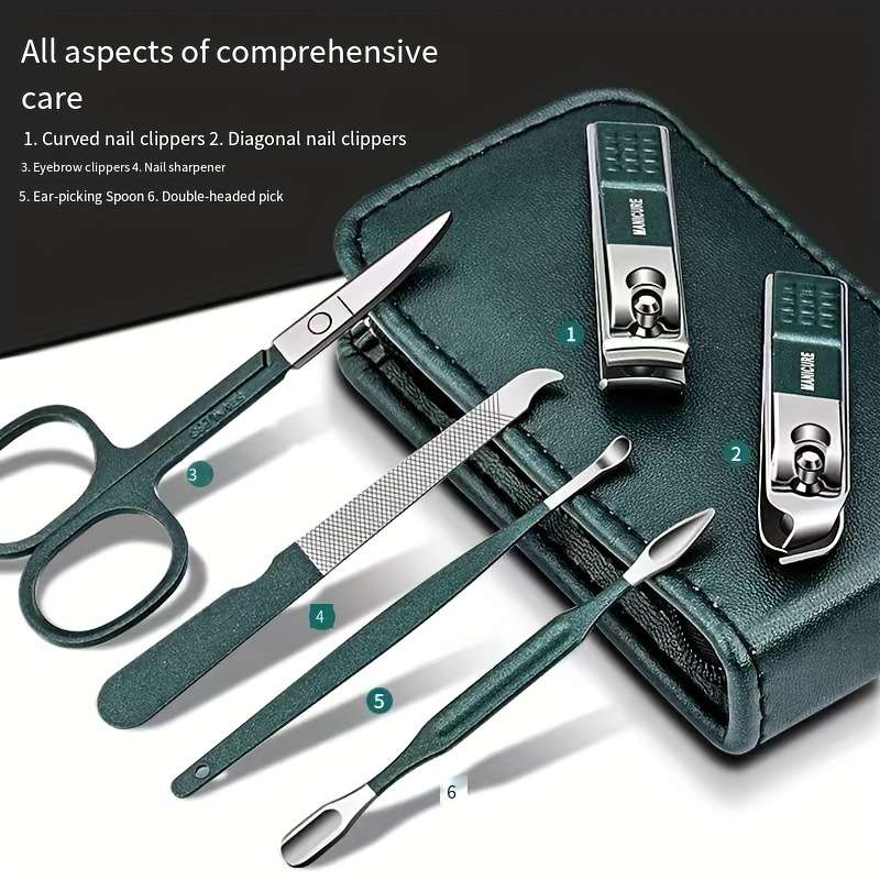 6pcs Nail Care Set Household Nail Clipper Set Portable Ear Pick Spoon Nail Clipper Set