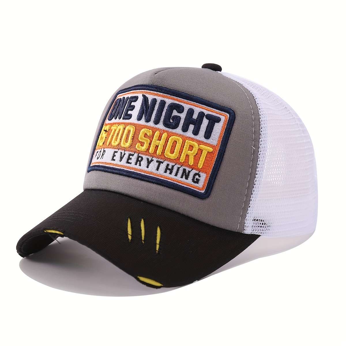 Trendy Embroidery Patch Baseball Cap Classic Color Block Mesh Trucker Hat Breathable Adjustable
