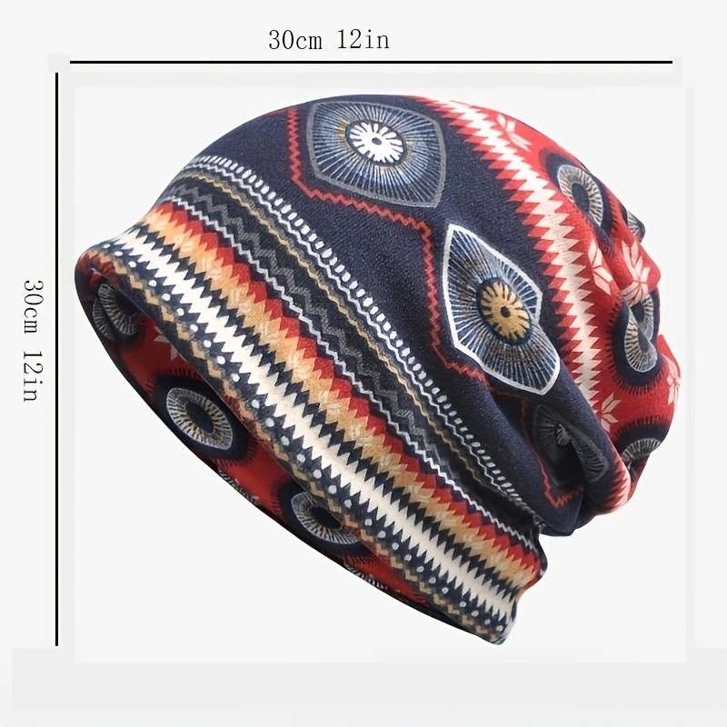 1pc Ethnic Style Beanies Pullover Hat Winter Cap Casual Skull Hat For Men Women Hip Hop Cap Ski Cap